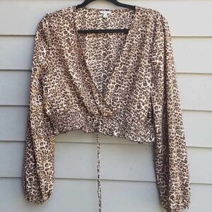 Charlotte Russe Leopard Prink Sheer Crop Top size XL